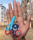 Captain America Figure Keychain with Shield | MARVEL Avengers Hero Accessory on Blue & Red Braided Strap | First Avenger Collectible