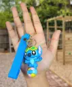 Stitch on Beach Ball Keychain with Goggles | Disney Lilo & Stitch Figure on Blue Logo Strap | Vacation Accessory Key Ring
