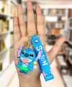 Stitch Ice Cream Keychain in Hula Grass Skirt | Disney Lilo & Stitch Figure on Blue Logo Strap | Fun Summer Accessory