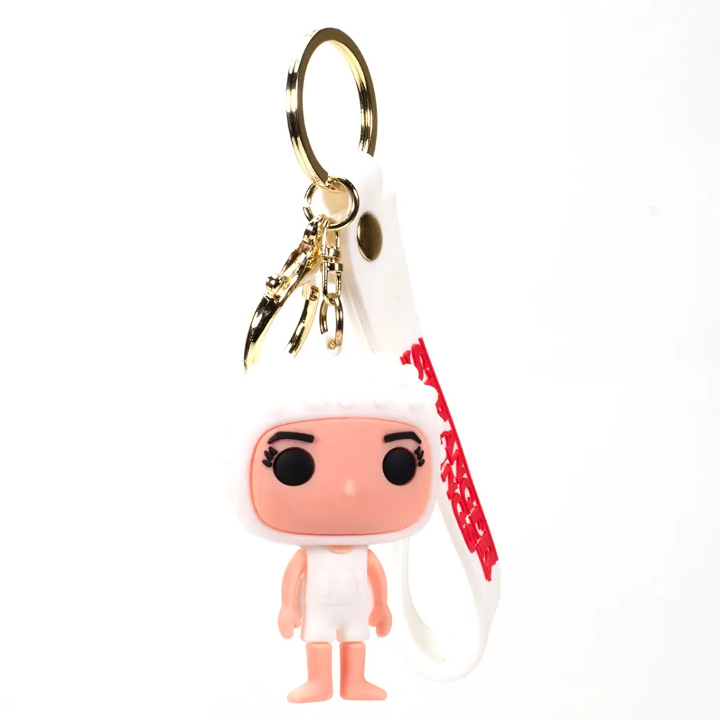 Eleven (El) Figure Keychain - Stranger Things White Gown Accessory on Logo Wrist Strap | Netflix Collectible Key Ring