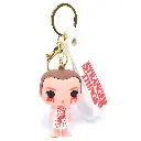 Eleven (El) Figure Keychain with Bloody Dress & Eyes | Stranger Things Iconic Scene Accessory on Logo Strap | Netflix Collectible