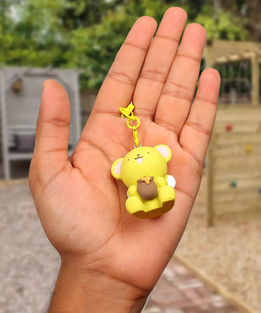 Keroberos / Kero Figure Yellow Panda Keychain with Honey Pot | Cardcaptor Sakura Anime Accessory & Yellow Clasp | Magical Collectible