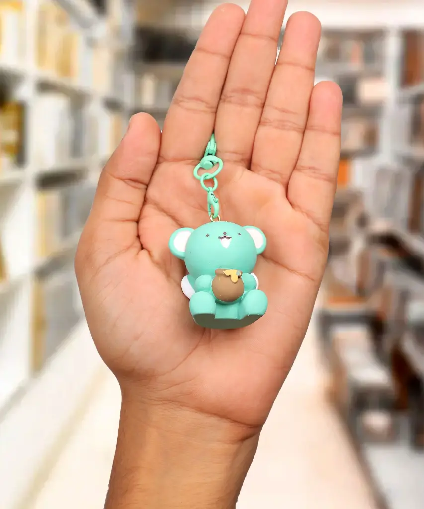 Keroberos / Kero Figure Green Panda Keychain with Honey Pot | Cardcaptor Sakura Anime Accessory & Yellow Clasp | Magical Collectible