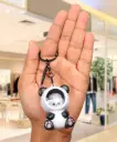 Adorable LED Light-Up Panda Keychain - Glowing Gold Ingot / Bubble Visor | Kawaii Animal Accessory in Blue/Black