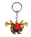 Marvel Spider-Man Iron Spider Suit Rotating Keychain | Gold Metal Chibi Figure Keyring | Avengers Endgame/Infinity War Collectible Gift