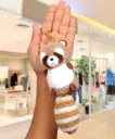 Kawaii Raccoon/Red Panda Plush Keychain with Striped Tail | Cute Fuzzy Animal Keyring | Clip-On Bag Charm Gift