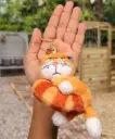 Sassy Orange/Brown Cat Plush Keyring with Green Eyes | Adorable Feline Backpack Charm for Kitty Lovers