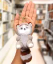 Sweet Gray Wolf/Dog Plush Keychain in Fuzzy Costume | Mini Stuffed Animal Keyring for Backpack