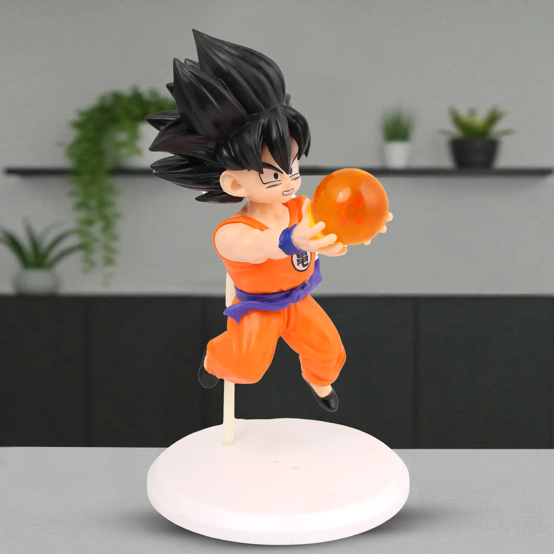 Dragon Ball Z Kid Goku Flying Figure (Orange Gi) | Kamehameha Charging DBZ Statue | Anime Manga Collectible Toy