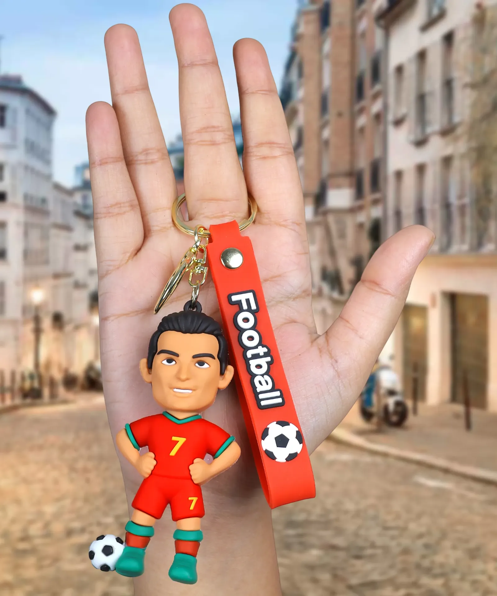 Cristiano Ronaldo Portugal #7 Keychain | CR7 Chibi Figure Keyring | Football Soccer Fan Collectible Gift
