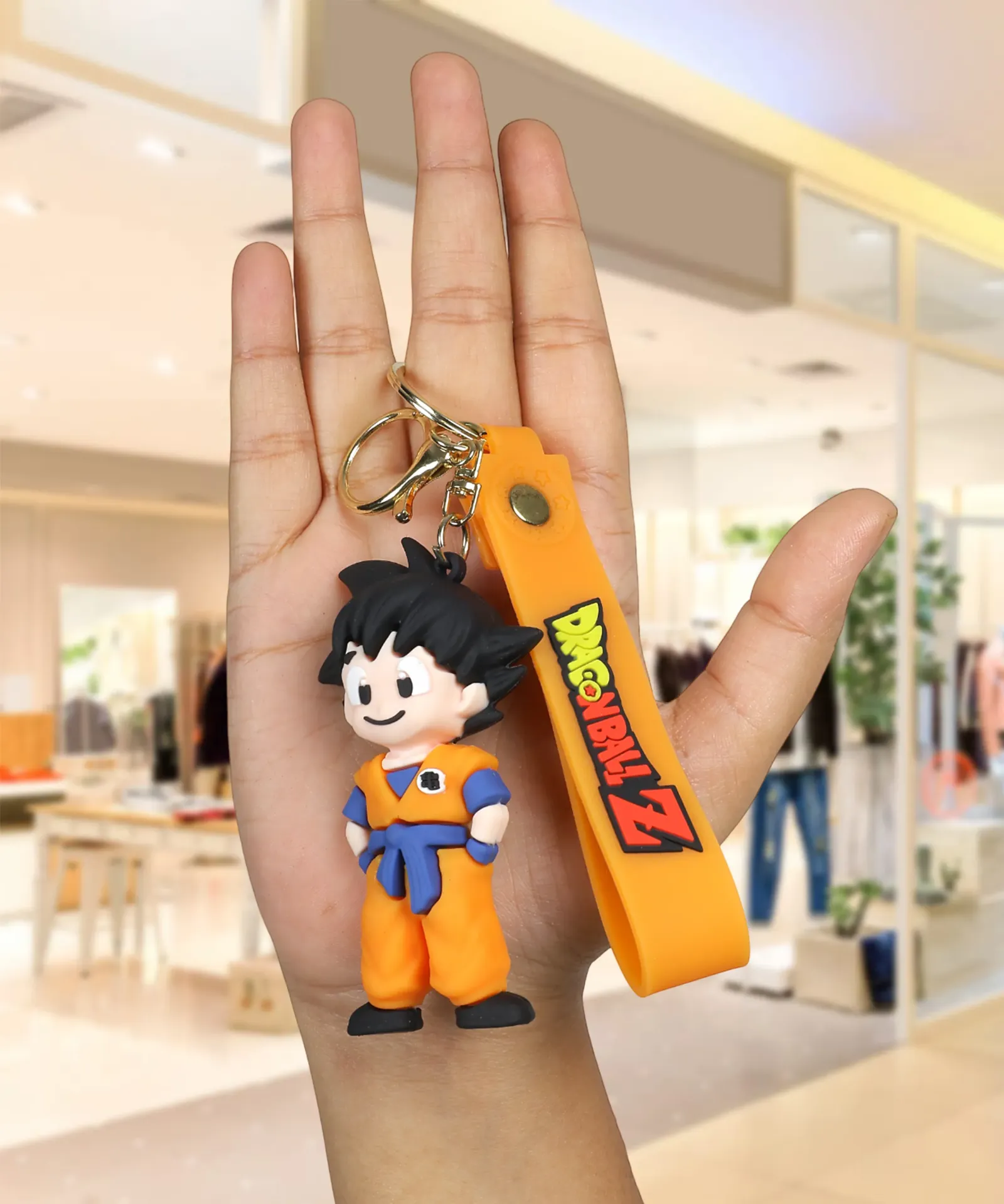 Dragon Ball Z Kid Goku Relaxed Pose Keychain | Orange/Blue Gi Chibi Figure Keyring | DBZ Anime Collectible Gift