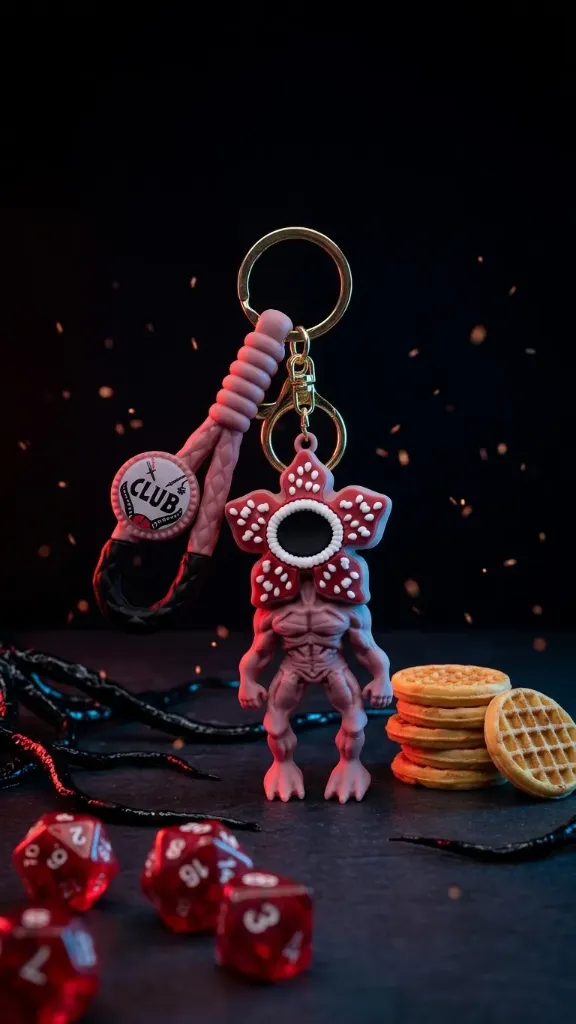 [Flower 3d keychain] Stranger Things themed Demogorgon figure 3D keychain