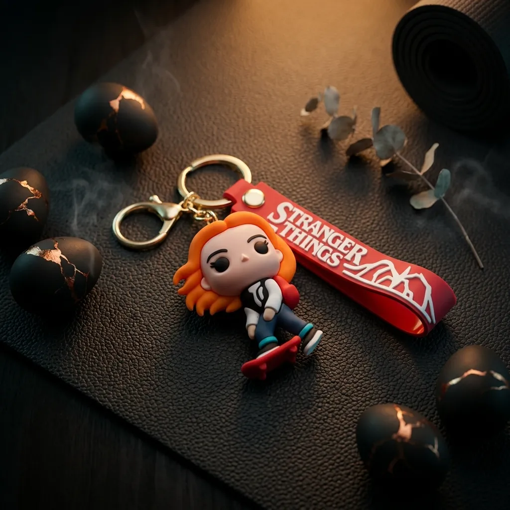 [Max Skating 3d keychain] Stranger Things Max Mayfield Riding Skate Board 3D keychain