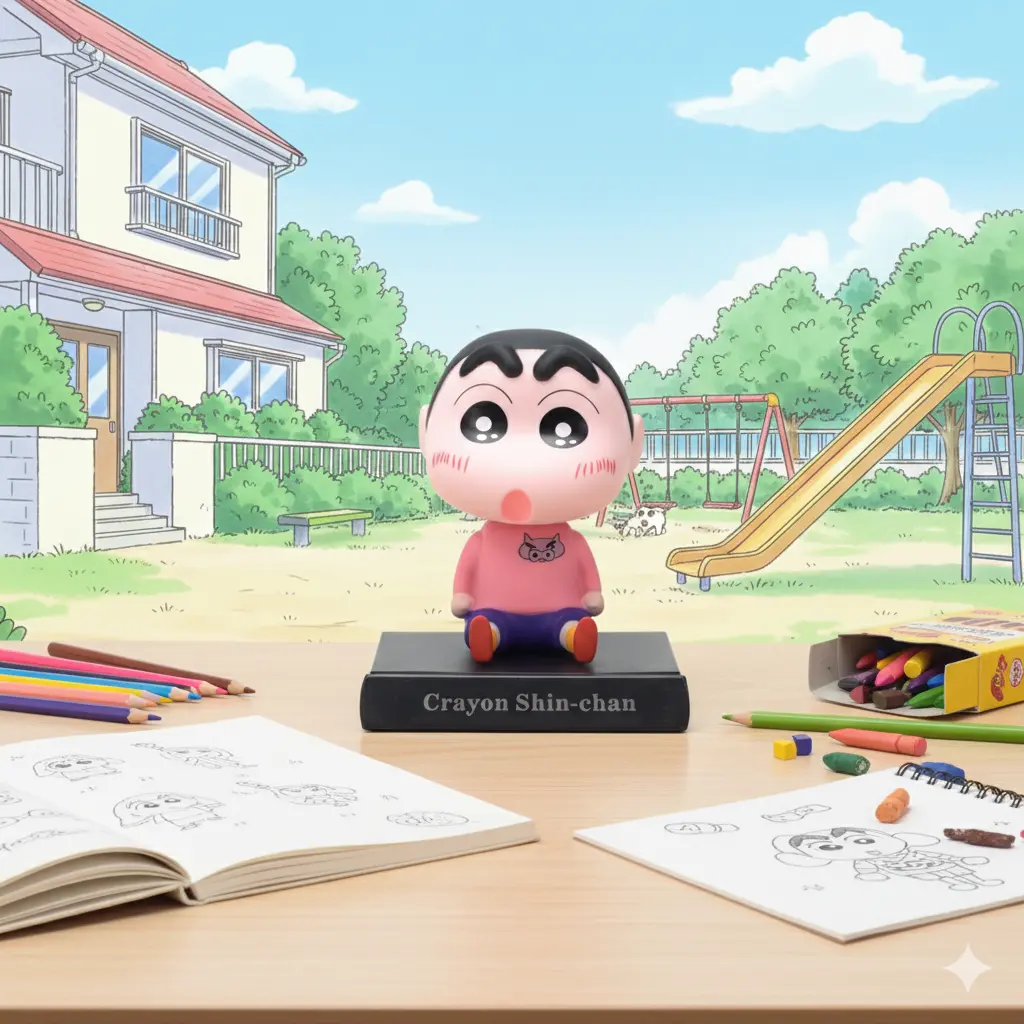 [Light Pink Shinchan Bobblehead] Shinchan Pink Dress Bobblehead | Naughty Cartoon Bobblehead 