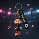 Messi With Ball In Inter Miami CF Black jersey 3D Football Keychain
