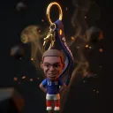 Kylian Mbappé in a blue French jersey 3D Football keychain