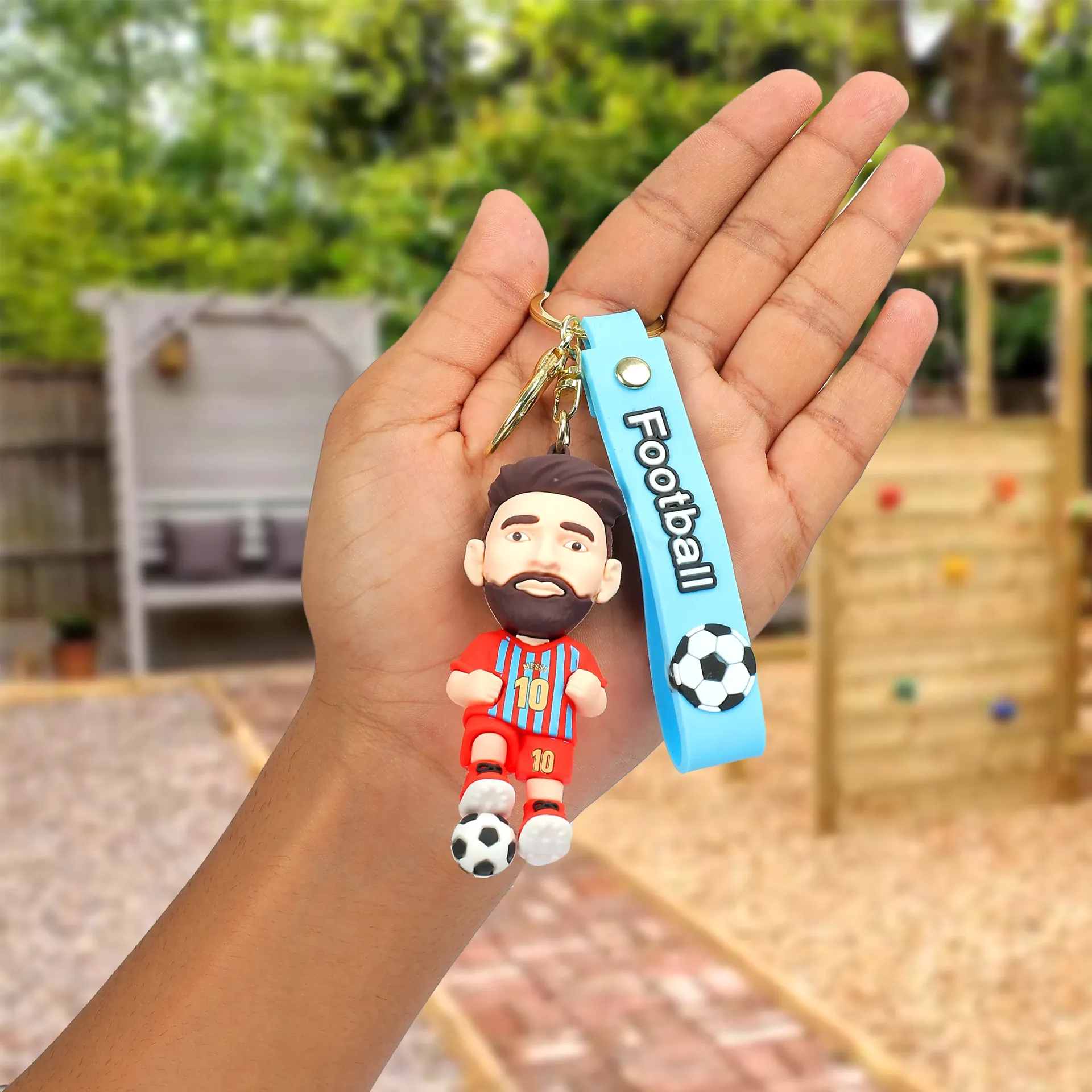 Messi Barcelona Red jersey With Ball 3D Football Keychain