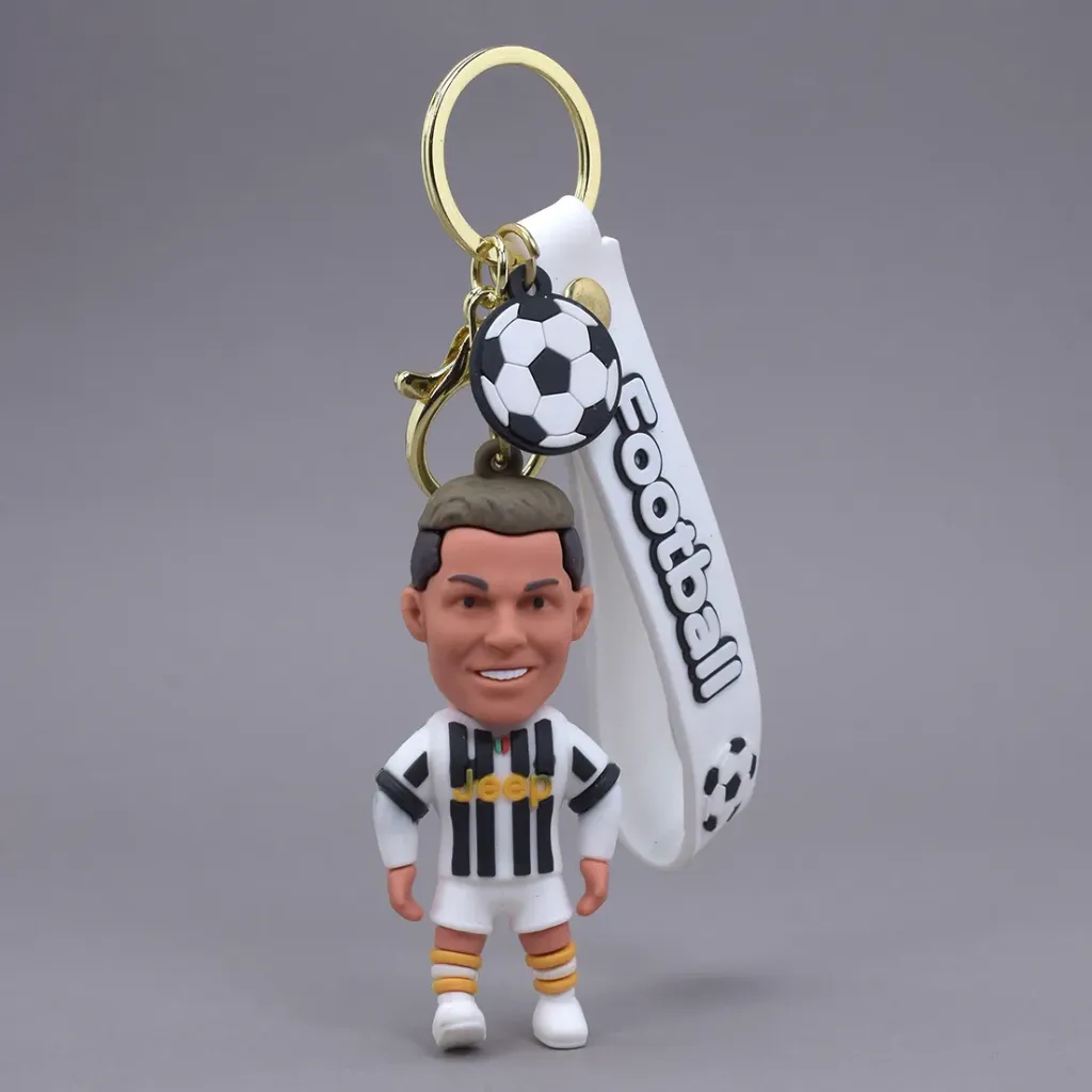 Cristiano Ronaldo (CR7)  Juventus home jersey Black White 3D Football keychain