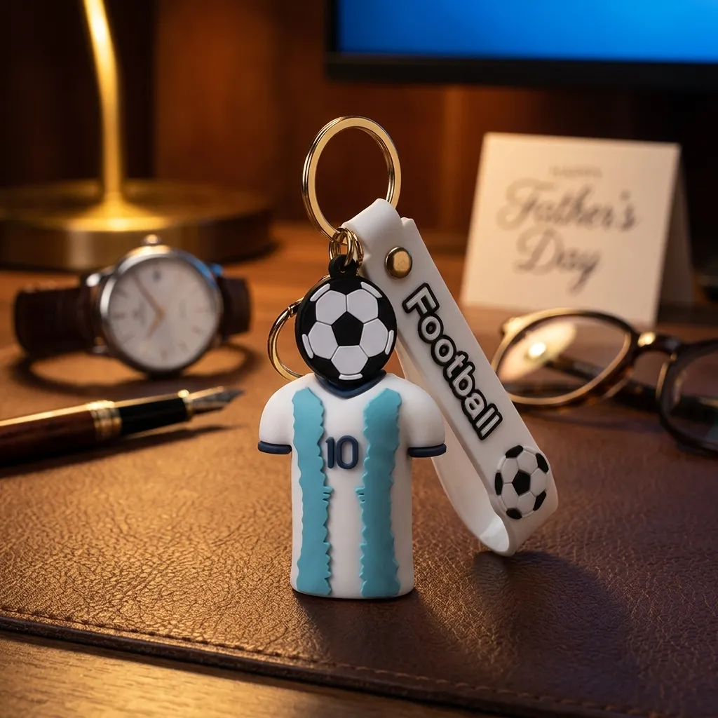 Lionel Messi Argentina Jersey White 3D Football Keychain
