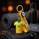Neymar Jr.10 Brazil football Yellow Jersey 3D Football keychain