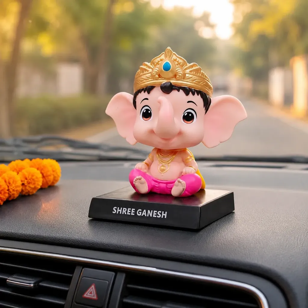 [Ganesh ji Bobblehead] Shree Ganesh Ji Bobblehead For Blessings, Car Dashboard, Office Table