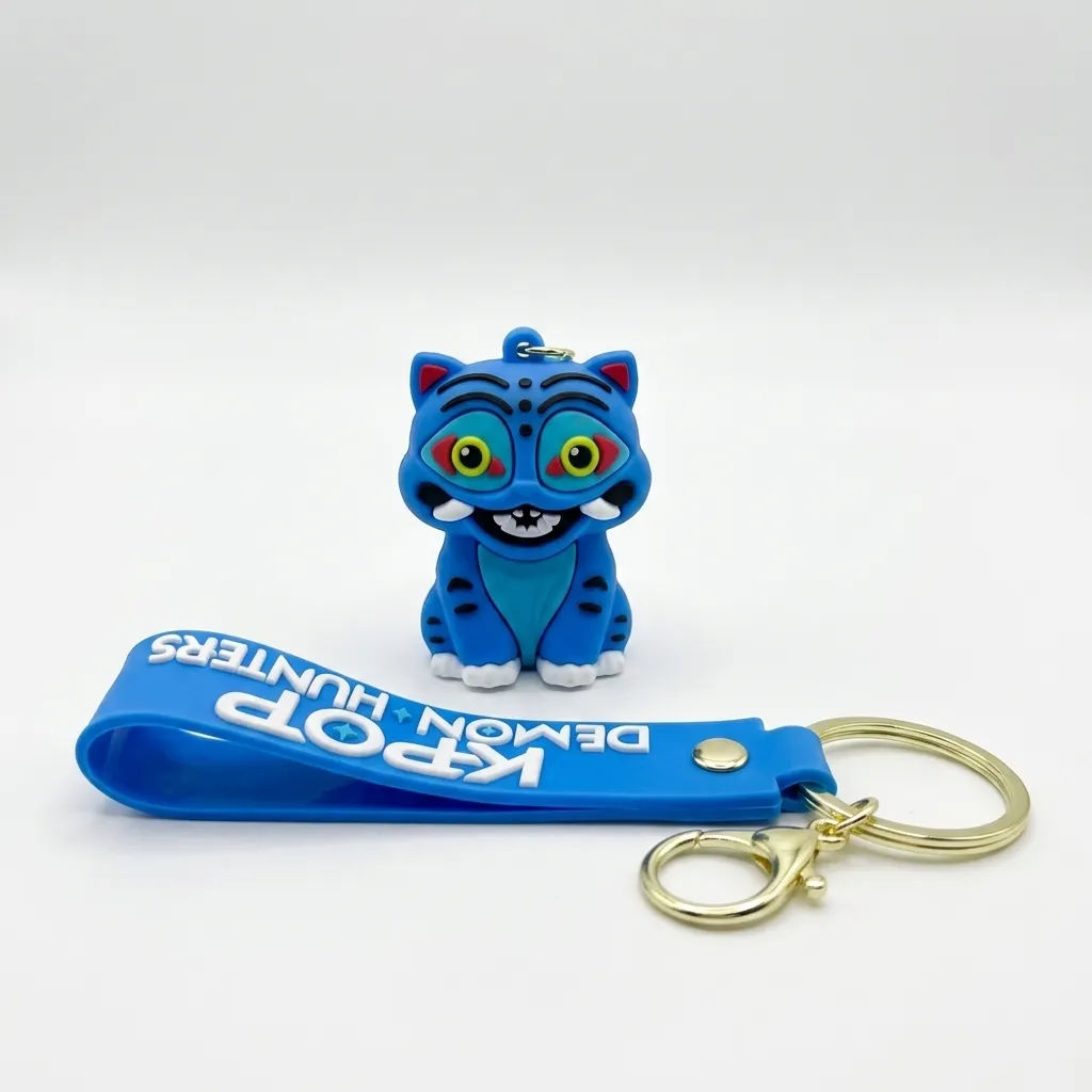 [Light Blue Tiger K-Pop] K-Pop Demon Hunters Derpy Tiger Keychain