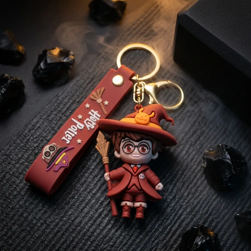 [Brown Harry With Stick] Brown Harry Potter With Long Stick 3d keychain