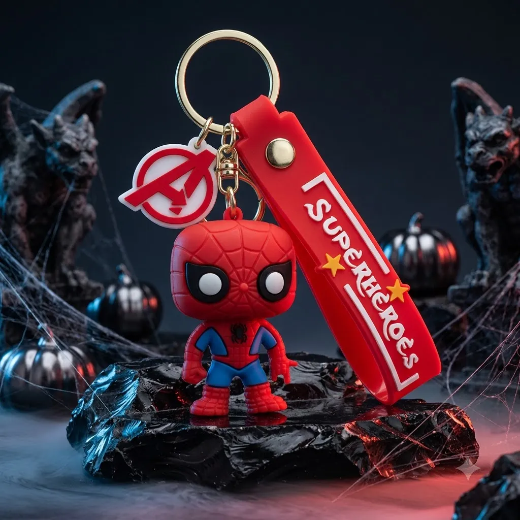 [Broad Spiderman Keychain] Fat Face Spider Man 3D keychain Avengers