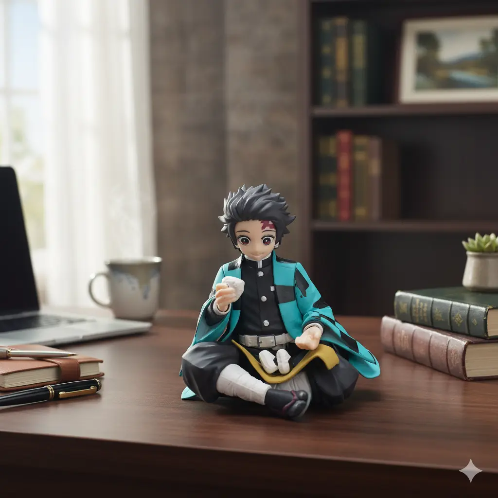 Tanjiro Kamado Sitting Action Figure | 10cm Height | Desk Decor