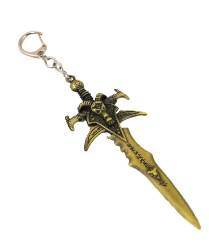 Frostmourne Sword Keychain | Lich King Weapon Replica | World of Warcraft Collectible | Antique Gold Edition