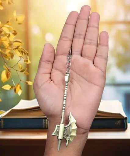 Golden War Axe Keychain | Medieval Warrior Weapon Replica | Antique Metal Collectible Key Ring | Premium Edition