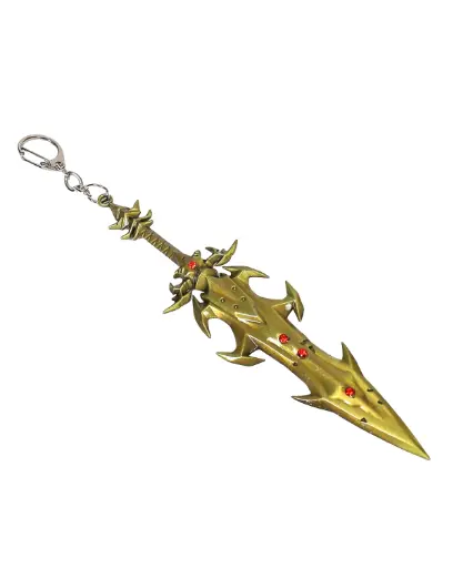 Demon Slayer Sword Keychain | Golden Edition Fantasy Blade | Metal Collectible Key Ring | Premium RPG Weapon Replica