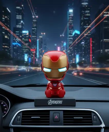 Iron Man Bobblehead | Avengers Collectible | Car Dashboard & Desk Toy for Superhero Fans