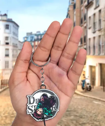 Kimetsu Tanjiro With Sword Metal Rotating keychain | Demon Slayer Anime Lover | 