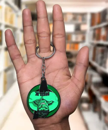 Green Angry Man Hulk Rotating Revolving Metal keychain | Avengers Marvel | Key rings 