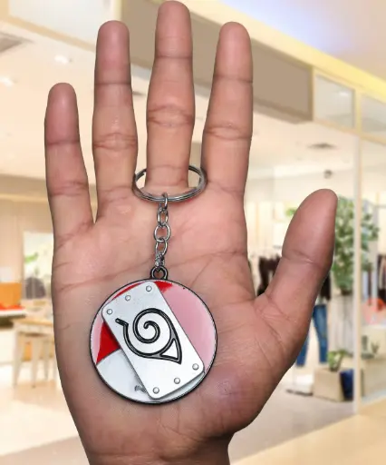 Hidden Village Leaf Rotating Metal Keychain | Naruto Anime Symbol keychain 