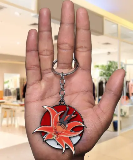 Nine-Tailed Power Mode Rotating Metal keychain | Naruto Anime Revolving Key rings 