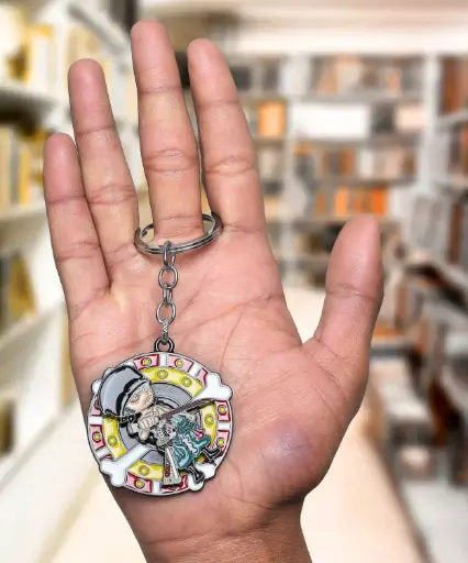 Standing Roronoa Zoro Rotating Metal Keychain | One Piece Anime Revolving key rings 