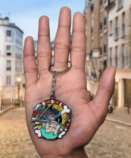 Fat Roronoa Zoro Rotating Metal keychain | one Piece Anime Revolving key rings 