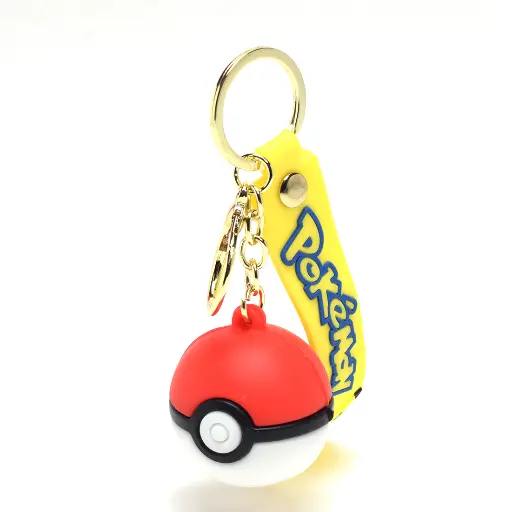 3D Poké Ball Key Chain | Yellow Silicone Strap with Pokémon Logo | Fan Collectible Key Holder
